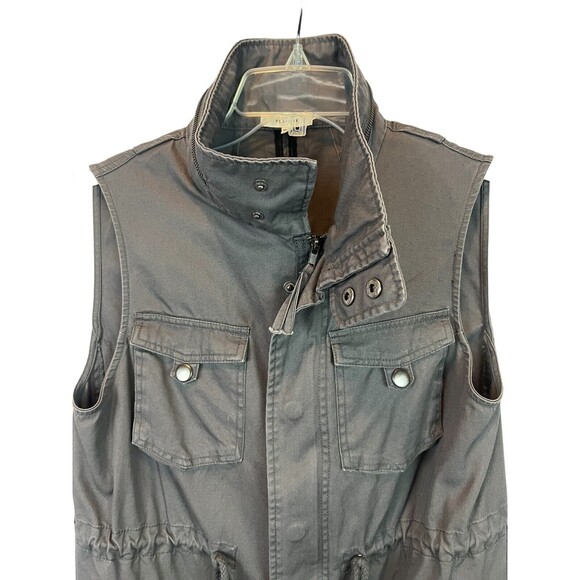 Pleione Anthropologie Cargo Vest Size S NWOT Gray Cinched Waist Military Style - Picture 6 of 12